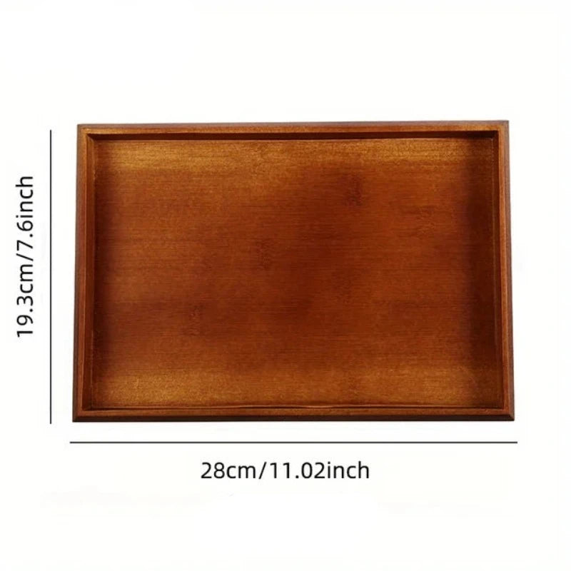 Bamboo Wooden Rectangular Tea Tray Solid Wood Tray Tea Cup Trays Stand Tray Wooden Hotel Dinner Plate Storage Tray Tableware