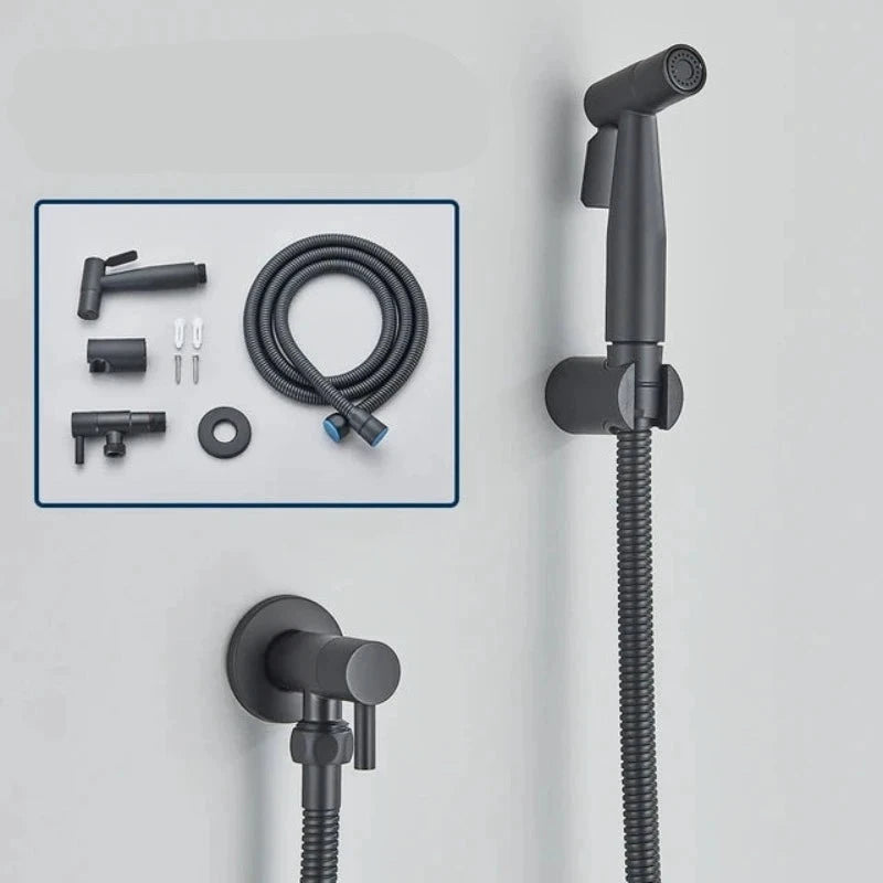 Black Single Cold Water Toilet Bidet Sprayer Faucet Bathroom Stainless Steel 304 Nickel Shower Bidet Wall Mounted Woman Cleaner