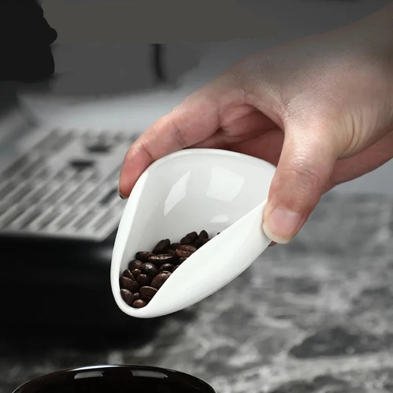 Coffee Beans Dose Trays Pure White Pottery Teaspoon Tea Separator Vessel Set Tools Coffee Bean Spoon Shovel Tea Trays