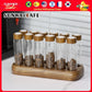 Coffee Beans Tea Display Rack Stand Creative Glass Test Tube Storage with Hopper 6/12 Tubes Glass Bottle Rack with Exhaust Valve