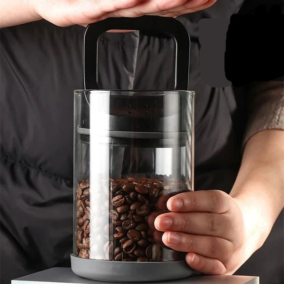 Coffee Beans Vacuum Sealed Tanks Kitchen Food Storage Clear Glass Container Tea Moisture-Proof Canister Home Fresh Keeping Cans