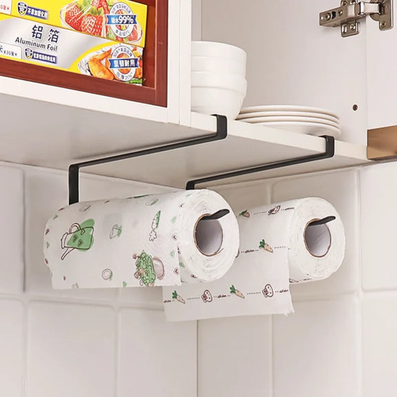 Creative Perforation-Free Hanging Storage Rack Kitchen Paper Towel Rack Cabinet Paper Rack Plastic Wrap Spread Layout Rack