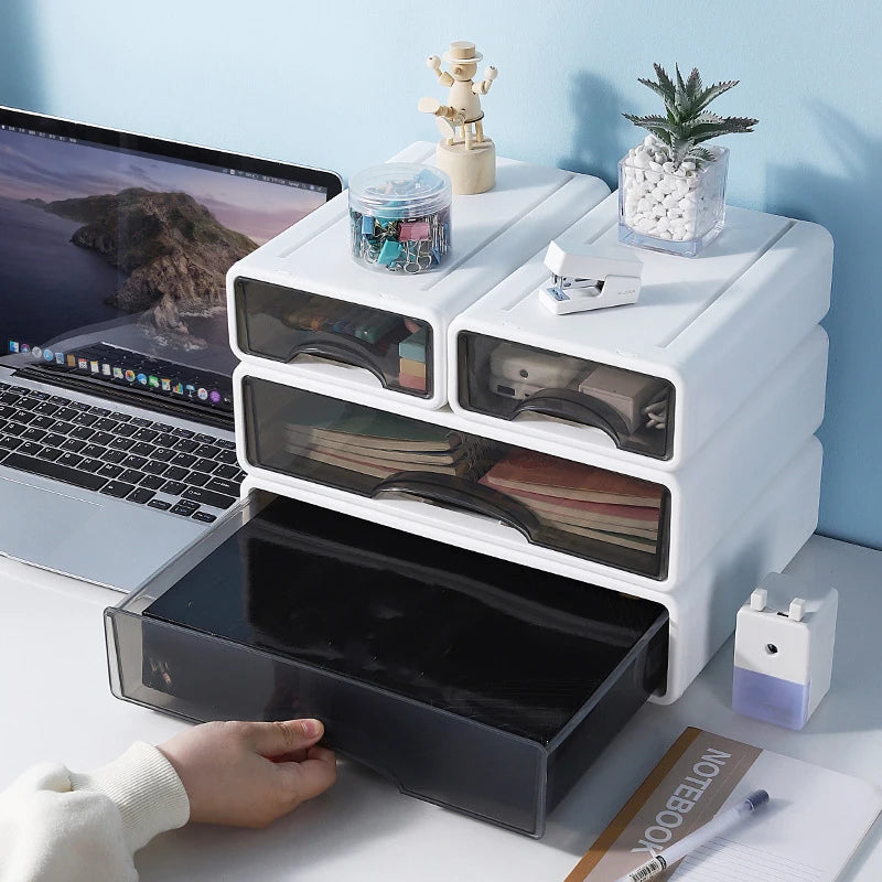 Desktop Storage Letter Plastic Gray Box Small Items Storage Document Tray Home Office Drawer for Pen Notes Girls Makeup Organize