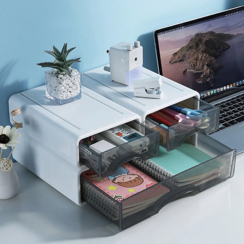 Desktop Storage Letter Plastic Gray Box Small Items Storage Document Tray Home Office Drawer for Pen Notes Girls Makeup Organize