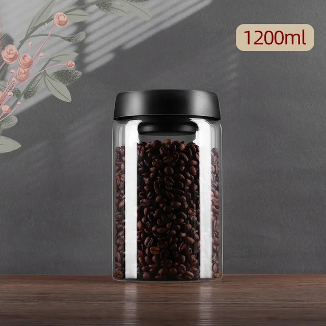 Vacuum Sealed Jug Coffee Beans Glass Airtight Canister Food Grains Candy Keep Fresh Storage Jar Kitchen Accessories