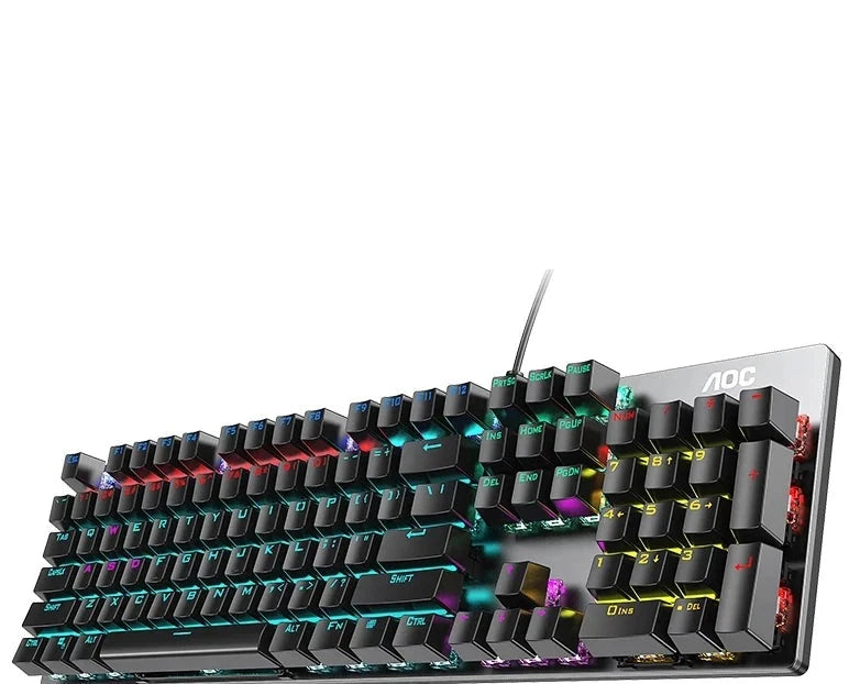 GK410 104 Keys Metal Panel Mechanical Keyboard RGB Light Green Black Tea Axis Esports Full Non-Impact Game Computer Keyboard