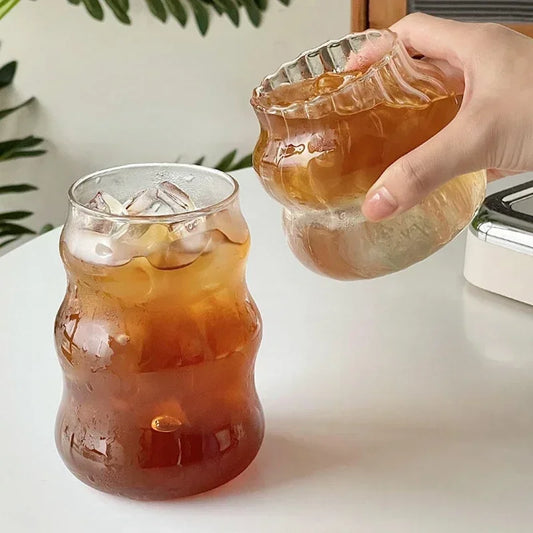 Glass tumbler mug with lemon-infused water