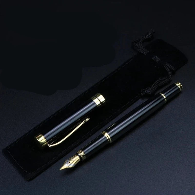 Golden Text Custom Engraved Fountain Pen Office School Commemorate Gift Full Metal Pen Student Writing Roller Pen Stationery