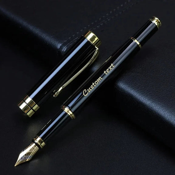 Golden Text Custom Engraved Fountain Pen Office School Commemorate Gift Full Metal Pen Student Writing Roller Pen Stationery