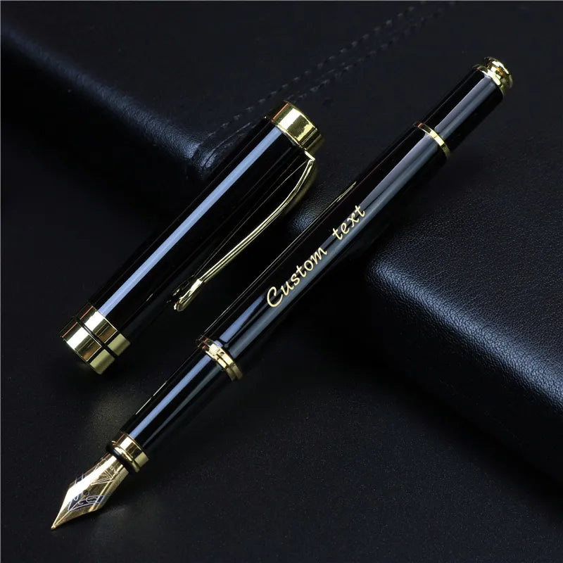 Golden Text Custom Engraved Fountain Pen Office School Commemorate Gift Full Metal Pen Student Writing Roller Pen Stationery