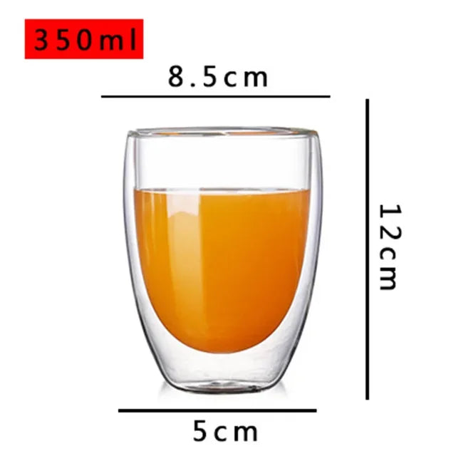 Heat Resistant Double Wall Glass Cup High Borosilicate Glass Mug Beer Juice Coffee Water Cups Transparent Cup Drinkware Gift