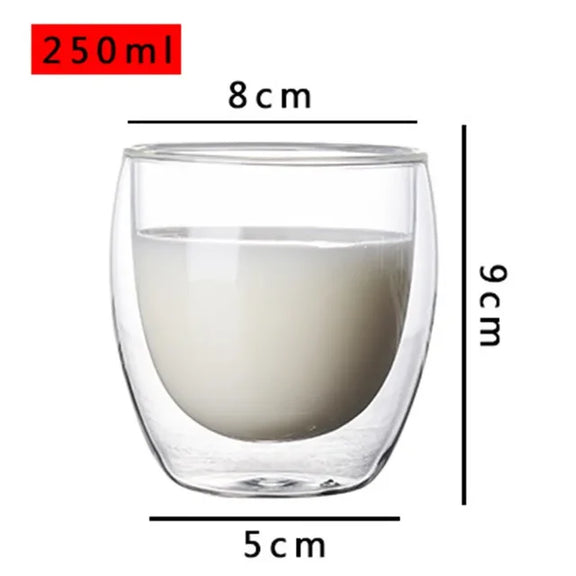 Heat Resistant Double Wall Glass Cup High Borosilicate Glass Mug Beer Juice Coffee Water Cups Transparent Cup Drinkware Gift