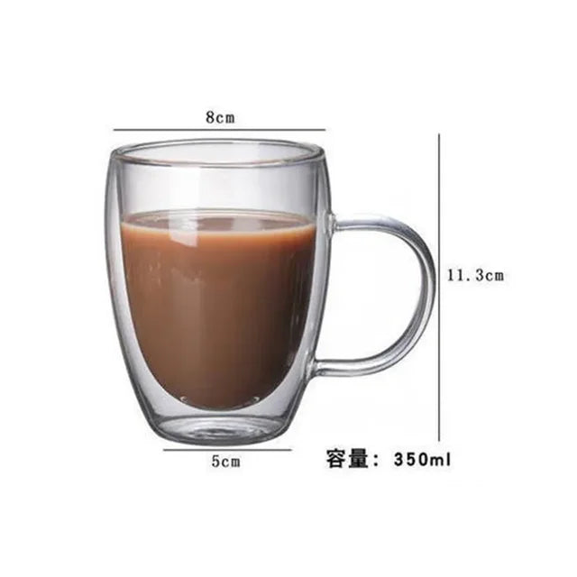 Heat Resistant Double Wall Glass Cup High Borosilicate Glass Mug Beer Juice Coffee Water Cups Transparent Cup Drinkware Gift