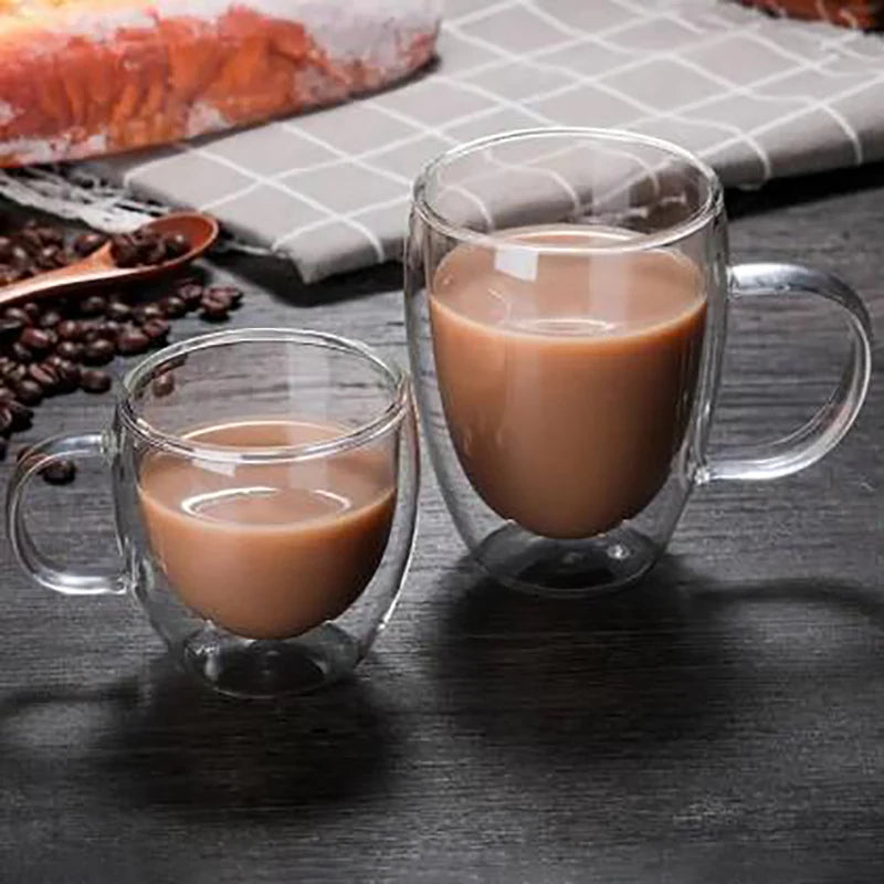 Heat Resistant Double Wall Glass Cup High Borosilicate Glass Mug Beer Juice Coffee Water Cups Transparent Cup Drinkware Gift