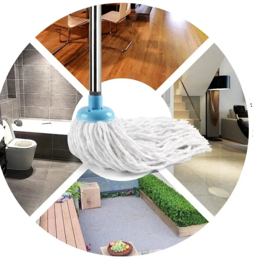 House Cleaning Tools Cotton Thread Mop Stainless Steel Handle Manually Dehydration Mops Circular Household Cleaning Mop Floor