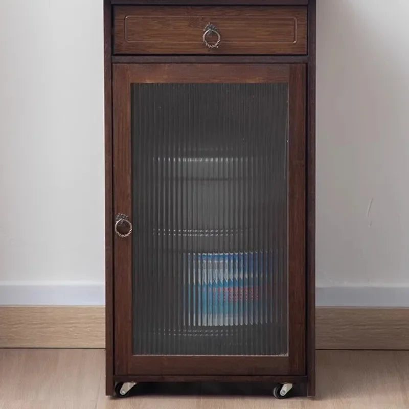 Mobile Tea Table with Integrated Storage Cabinet