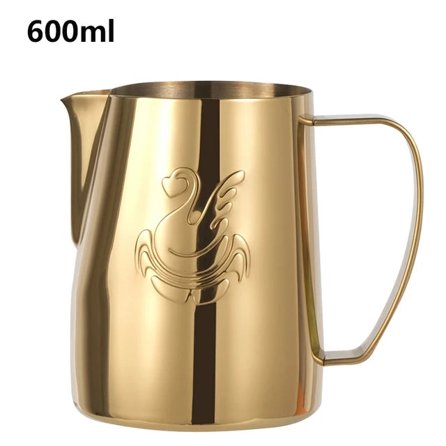 JIBBI Milk Steaming Frothing Pitcher Stainless Steel Non-Stick Milk Jug Pull Flower Cup Perfect for Coffee Cappuccino Latte Art