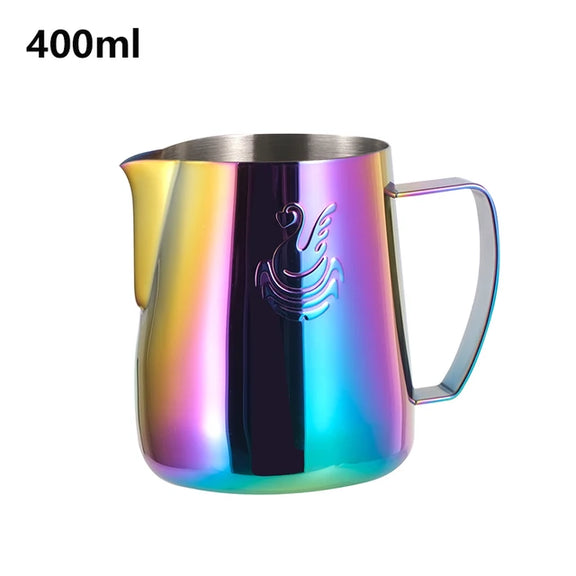 JIBBI Milk Steaming Frothing Pitcher Stainless Steel Non-Stick Milk Jug Pull Flower Cup Perfect for Coffee Cappuccino Latte Art