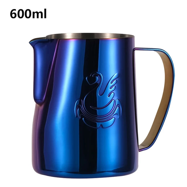 JIBBI Milk Steaming Frothing Pitcher Stainless Steel Non-Stick Milk Jug Pull Flower Cup Perfect for Coffee Cappuccino Latte Art