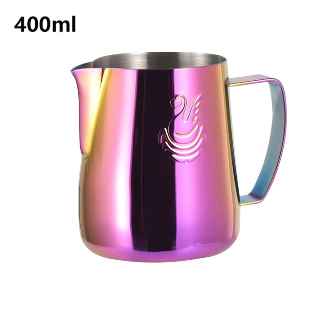 JIBBI Milk Steaming Frothing Pitcher Stainless Steel Non-Stick Milk Jug Pull Flower Cup Perfect for Coffee Cappuccino Latte Art