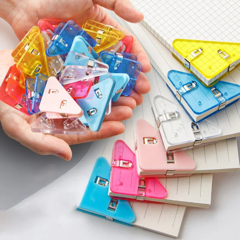 Kawaii 5Pcs Triangle Corner Clips File Paper Clips File Index Photo Clamp Page Holder Korean Stationery Office Desk Organizer