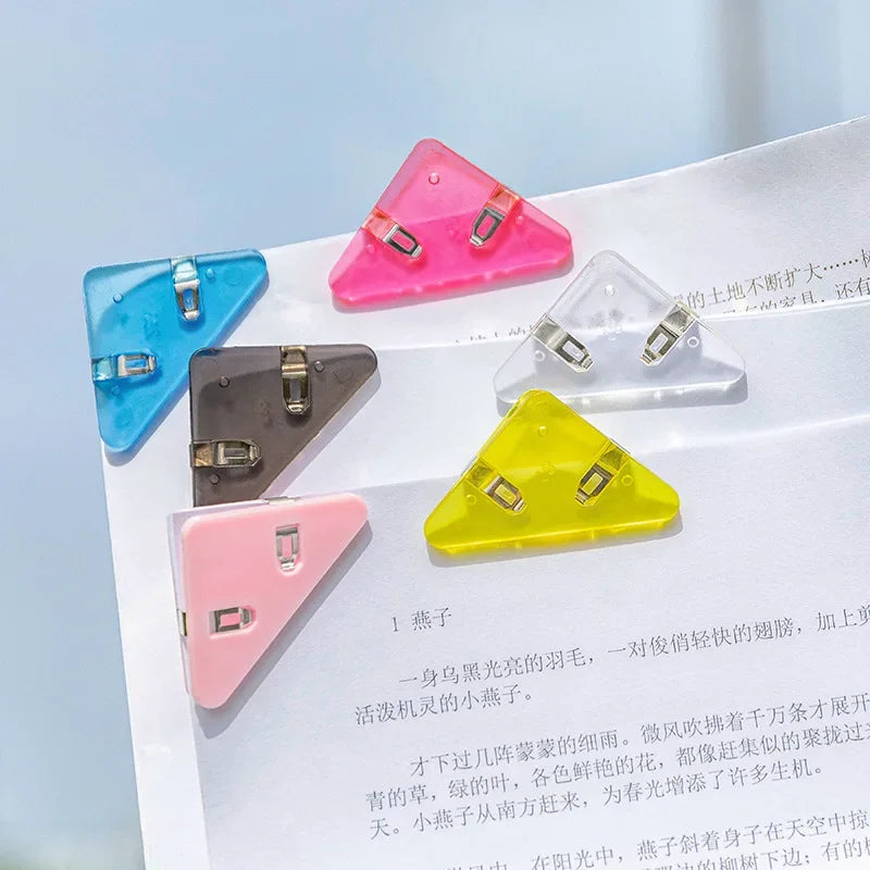 Kawaii 5Pcs Triangle Corner Clips File Paper Clips File Index Photo Clamp Page Holder Korean Stationery Office Desk Organizer