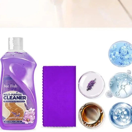 Lavender Floor Cleaner 100Ml with Cleaning Cloth Concentrated Formula Purple Liquid Multi-Purpose Professional Household Cleaner