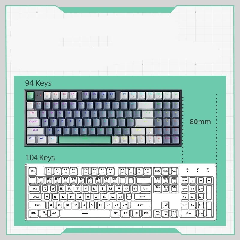 K500 Mechanical Keyboard Gaming Keyboard Wired Keyboard Hot Swappable 94 Keys RGB Light Mac Windows