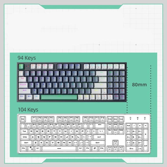 K500 Mechanical Keyboard Gaming Keyboard Wired Keyboard Hot Swappable 94 Keys RGB Light Mac Windows