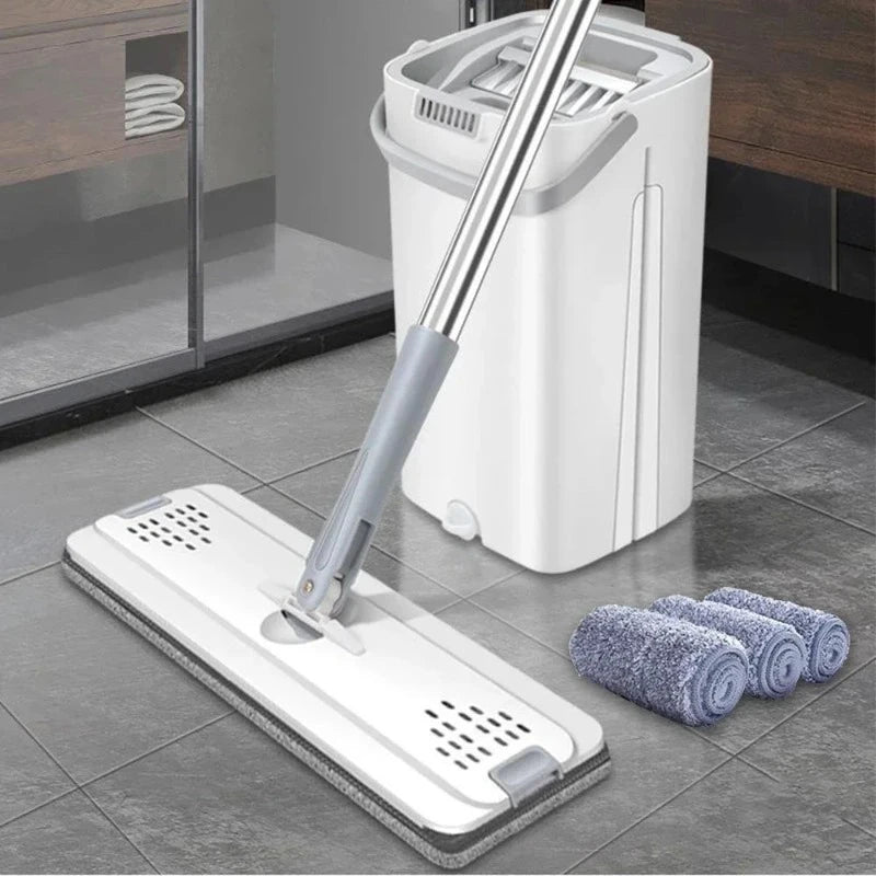 Mops with Bucket Thickened Mop Clear Water Separation Lazy No Hand-Washing Squeeze Automatic Dewatering Broom Floor Cleaning Mop