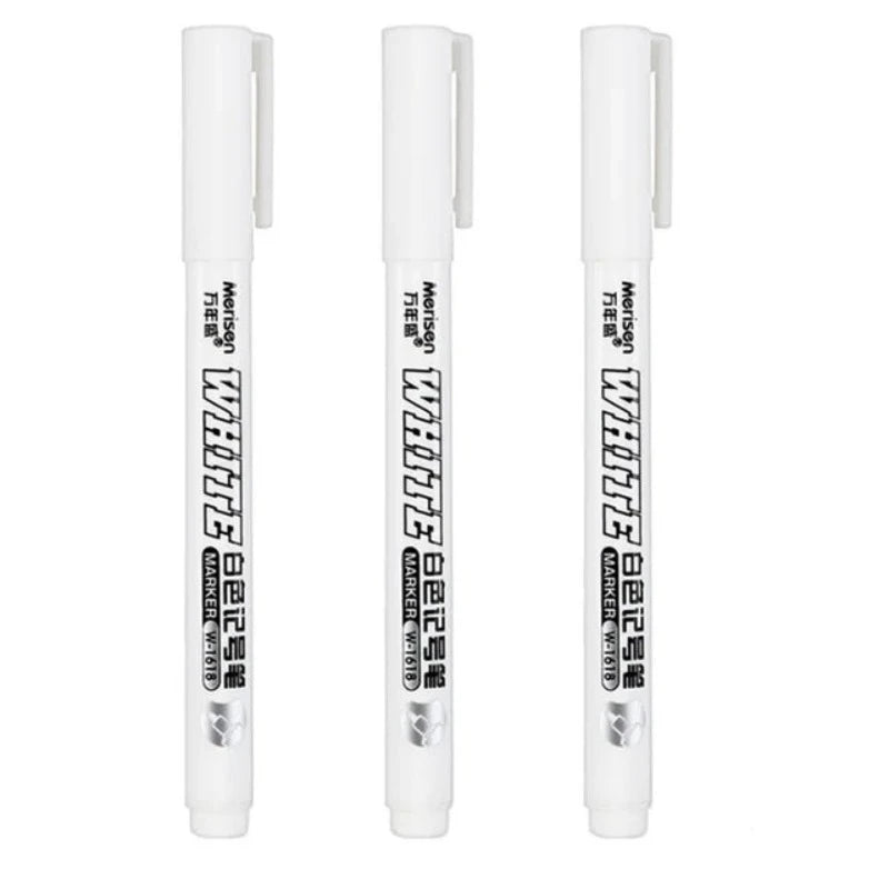 New 1/2/3PCS Waterproof Metal Marker Permanent White Paint Pen Washing Art Painting Graffiti Pens Fabric Wood Leather Marker1Mm