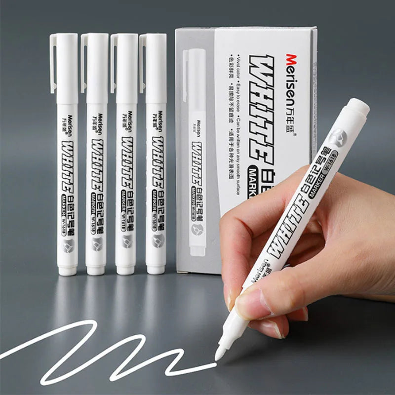 New 1/2/3PCS Waterproof Metal Marker Permanent White Paint Pen Washing Art Painting Graffiti Pens Fabric Wood Leather Marker1Mm