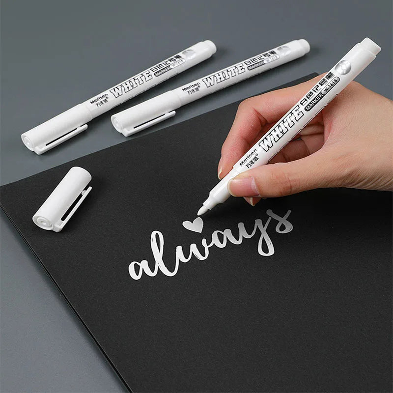 New 1/2/3PCS Waterproof Metal Marker Permanent White Paint Pen Washing Art Painting Graffiti Pens Fabric Wood Leather Marker1Mm