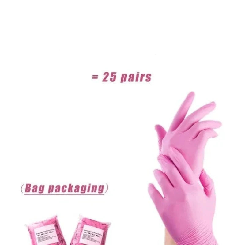 Pink Nitrile Disposable Gloves 50 100 XS Small Woman Girl Kids Household Cleaning Salon Vinyl Glove Black Latex Powder Free XL