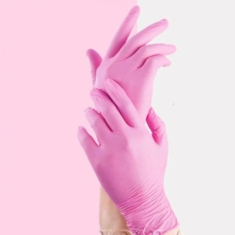 Pink Nitrile Disposable Gloves 50 100 XS Small Woman Girl Kids Household Cleaning Salon Vinyl Glove Black Latex Powder Free XL