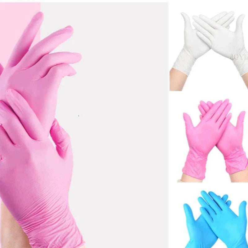 Pink Nitrile Disposable Gloves 50 100 XS Small Woman Girl Kids Household Cleaning Salon Vinyl Glove Black Latex Powder Free XL