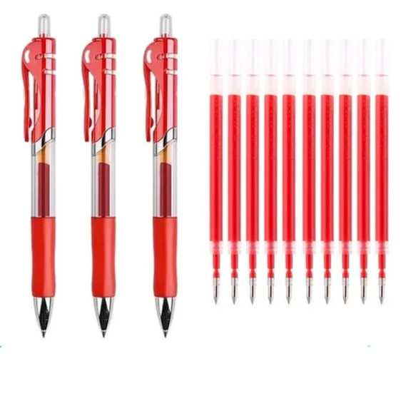 Roise Retractable Gel Pens Set Black/Red/Blue Ink Ballpoint for Writing Refills Office Accessories School Supplies Stationery