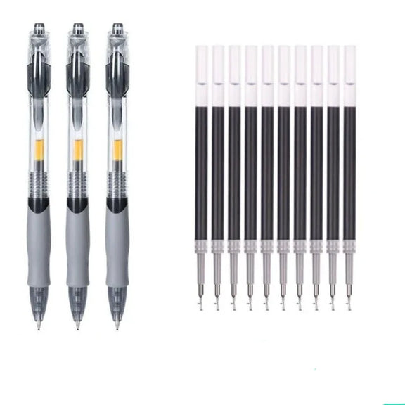 Roise Retractable Gel Pens Set Black/Red/Blue Ink Ballpoint for Writing Refills Office Accessories School Supplies Stationery