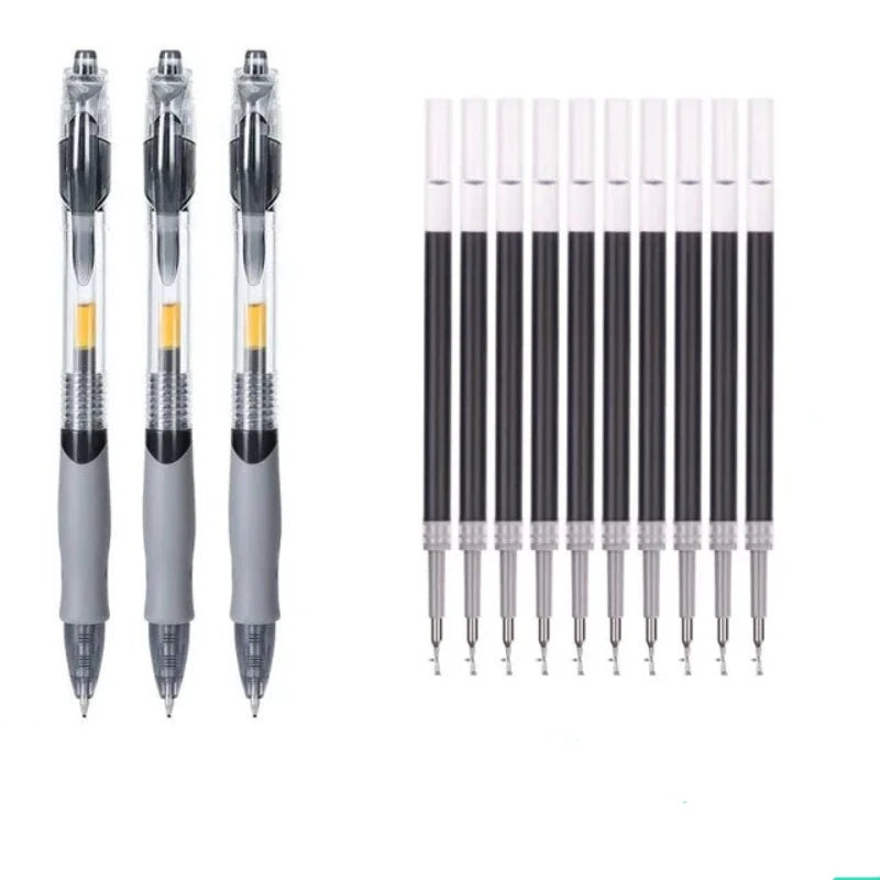 Roise Retractable Gel Pens Set Black/Red/Blue Ink Ballpoint for Writing Refills Office Accessories School Supplies Stationery