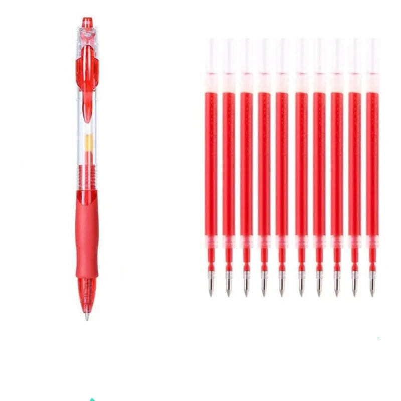 Roise Retractable Gel Pens Set Black/Red/Blue Ink Ballpoint for Writing Refills Office Accessories School Supplies Stationery