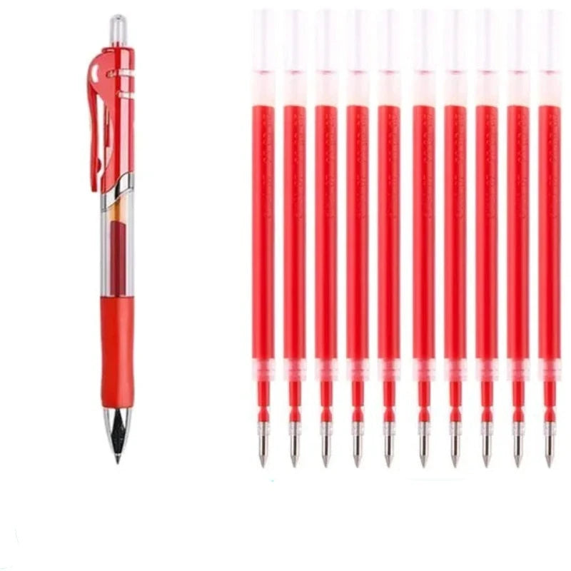 Roise Retractable Gel Pens Set Black/Red/Blue Ink Ballpoint for Writing Refills Office Accessories School Supplies Stationery