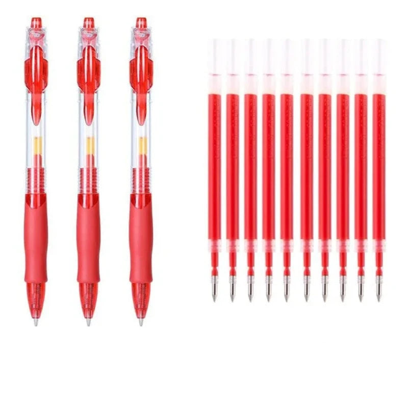 Roise Retractable Gel Pens Set Black/Red/Blue Ink Ballpoint for Writing Refills Office Accessories School Supplies Stationery