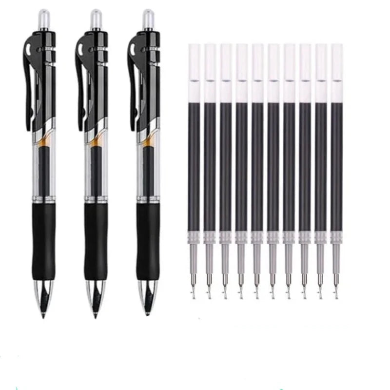 Roise Retractable Gel Pens Set Black/Red/Blue Ink Ballpoint for Writing Refills Office Accessories School Supplies Stationery