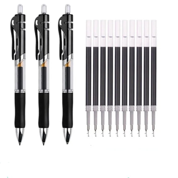 Roise Retractable Gel Pens Set Black/Red/Blue Ink Ballpoint for Writing Refills Office Accessories School Supplies Stationery