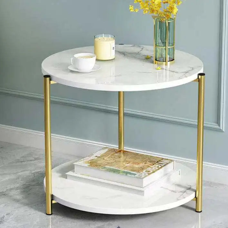 Elegant Marble Texture Round Tea Table