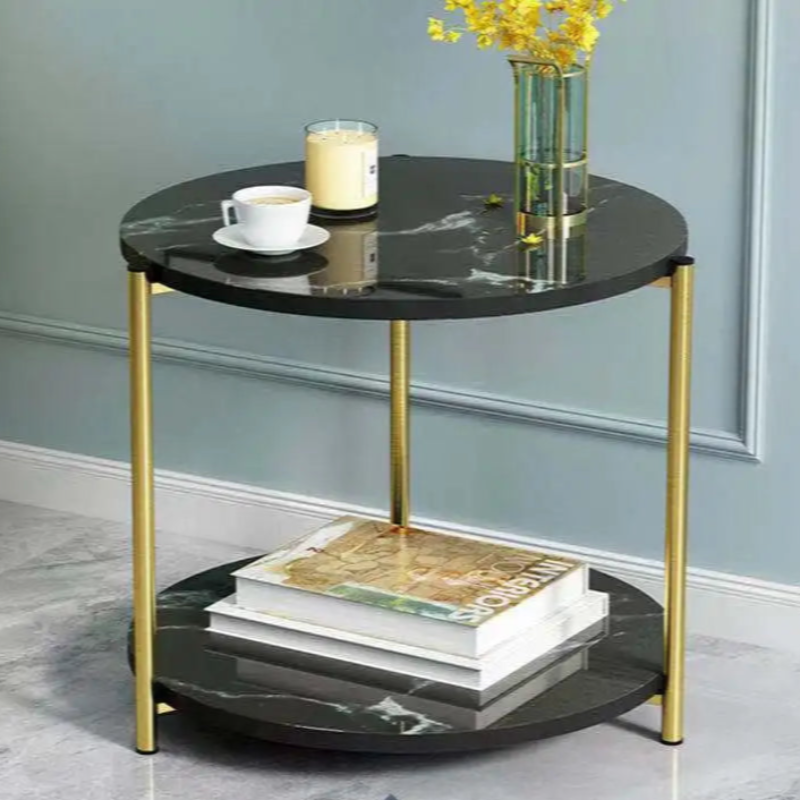 Elegant Marble Texture Round Tea Table