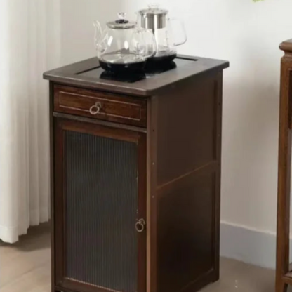 Mobile Tea Table with Integrated Storage Cabinet