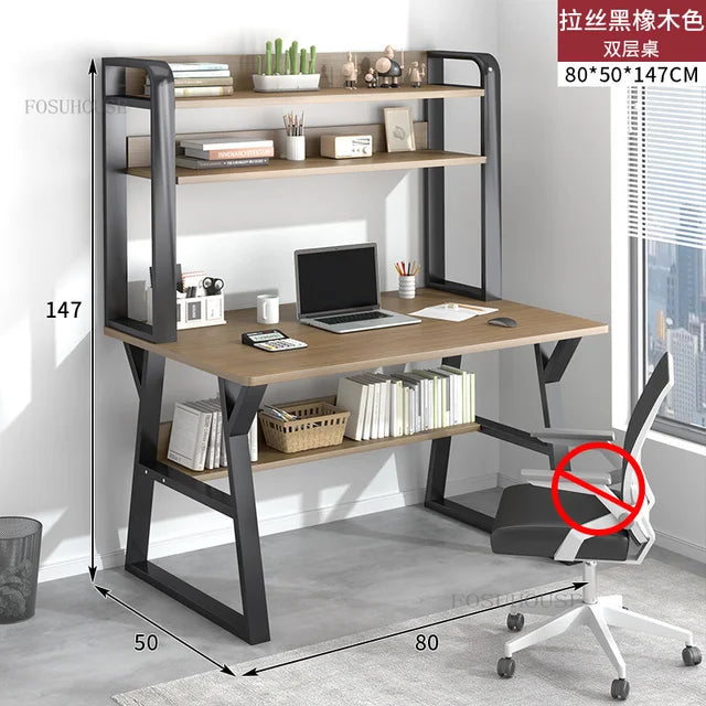 Stylish Desktop Desk with Built-In Bookshelf