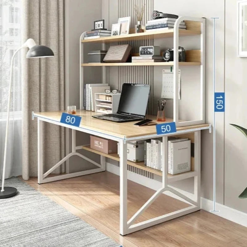 Simple Study Desk with Integrated Bookshelf