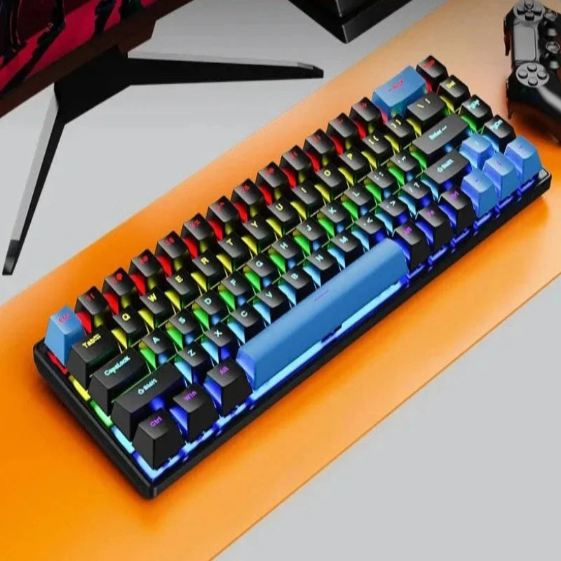 K68 Wired Mechanical Keyboard 10Kinds of Colorful Lighting Gaming and Office for Microsoft Windows and Apple IOS System